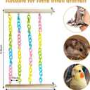 PINVNBY 2 Pack Sugar Glider Climbing Toys,Natural Wood Sugar Glider Cage Accessories with Colorful Plastic Chains, Hanging Rat Enrichment Toys Without Swaying for Hamsters and Parrots