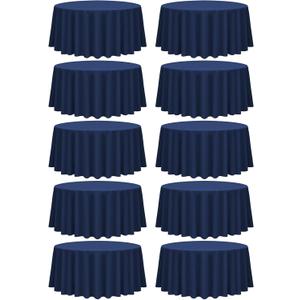 fani 10 Pack 90 Inch Round Tablecloth, Navy Blue Polyester Fabric Table Cloth for Round Table, Stain and Wrinkle Resistant Washable Table Cover for Wedding Party Dining Table Buffet and Camping