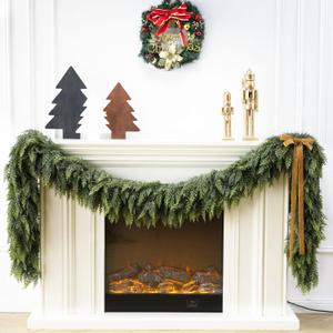 9 Ft Christmas Cedar Garland, Realistic Faux Pine Garlands, Green Artificial Greenery Garland for Winter Home, Mantle, Fireplace, Indoor, Outdoor Christmas Decorations (1 Pcs)
