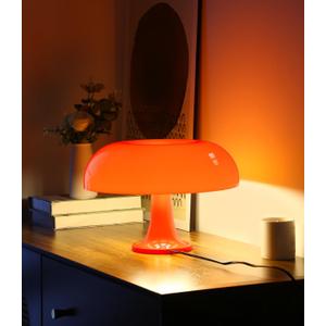 Orange Mushroom Lamp, Mid Century Modern Table Lamp for Bedroom, Minimalist Mushroom Decor Bedside Small Lamps, 2700K(Bulb Included, Plug Powered)