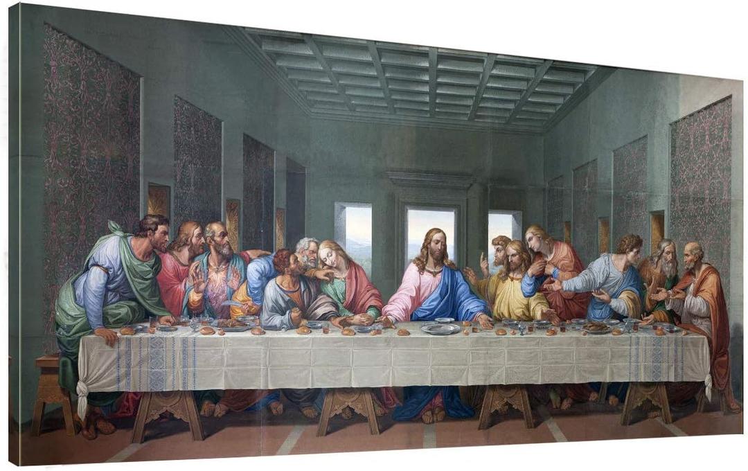 the Last Supper Canvas Wall Art Decor Famous Painting Print - 20" x 40" Long Pictures Poster Canvas Art Framed for Living Room Bedroom Office Dinning Room