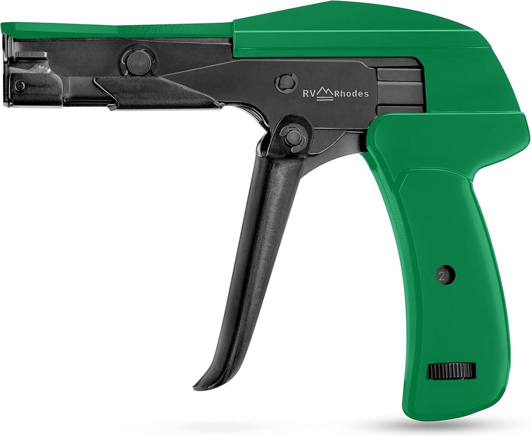 42711 Zip Tie Gun/Cable Tie Install Tool, Adjustable Tension with Built-In Cutter, for Nylon Ties up to 1/4- Green