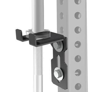 J Bryant Universal Rack-Mounted Barbell Holder, Fits 2x2 / 2x3 / 3x3 Power Rack Uprights, Fits 5/8”–1” Holes, M14 Hand-Tighten Screw, Heavy-Duty Steel Bar Storage