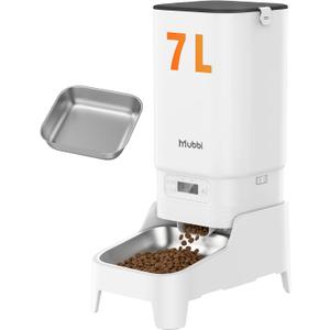 Automatic Dog Feeder with Elevated Stand - 7L Cat Food Dispenser with Large Food Tray, Timed Auto Cat Feeder for Dry Food, 6 Meals Per Day, No-Jam, Freshness Design, Detachable for Easy Clean