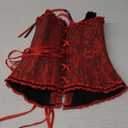 SZIVYSHI Corset Tops for Women, Bustier Shapewear Lingerie, Lace Waist Push Up Bodysuit (X-Small, Black & Red)