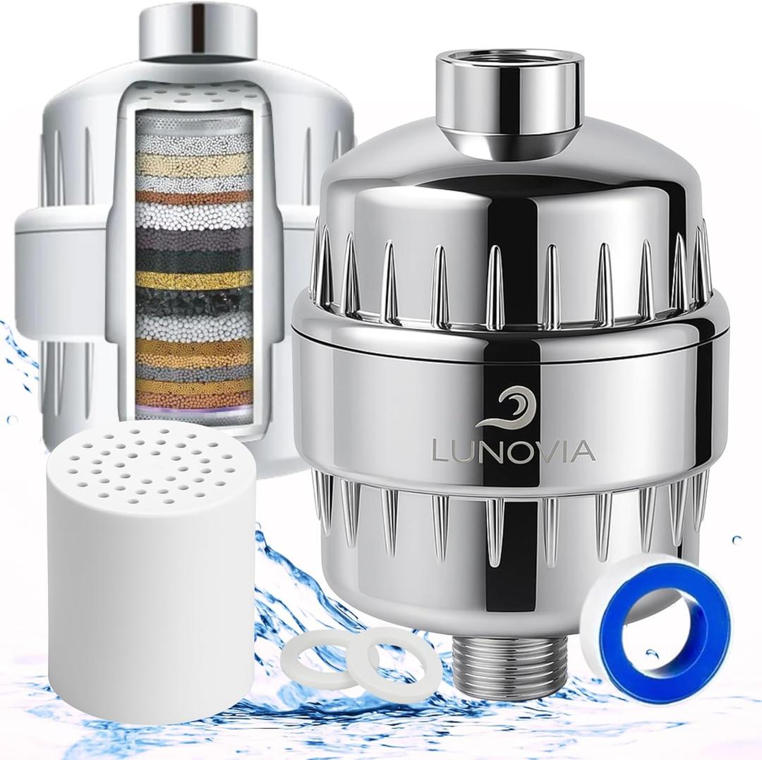 Shower Filter for Hard Water – Reduces Impurities That Cause Dry Skin, Itchy Scalp & Dull Hair – Easy Install – Universal Fit – Works with Standard Wall & Handheld Showers