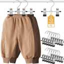 12 Pack Baby Hangers with Clips, 360Rotatable Toddler Pant Hangers with Clips, Non-Slip Space Saving Kids Hanger for Newborn Children Clothes Skirts Boots Closet Organizers, Black