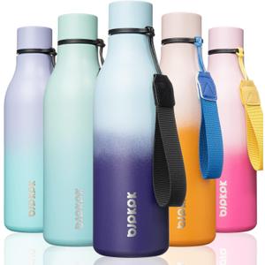 BJPKPK Insulated Water Bottles, 18 oz Stainless Steel Metal Water Bottle with Strap, BPA Free Leak Proof Thermos, Mugs, Flasks, Reusable Water Bottle for Sports & Travel, Ocean Dream