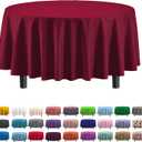 Exquisite Party Solids 6-Pack Premium Plastic Tablecloth 84in. Round Plastic Table Cover - Burgundy