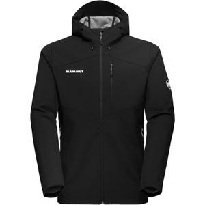 Mammut Mens Outdoor Softshell Hooded Jacket, Windproof and Water Resistant for Hiking and Traveling (Medium, Black)
