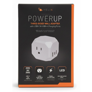 Power up Three Sides Wall Adapter With USB-C & USB-A Charging Ports