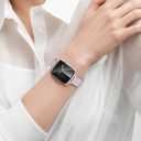 Slim Metal Watch Bands Compatible With Apple Watch 41mm 40mm 38mm 45mm 42mm 44mm 49mm, Thin Stainless Steel Chain Link for Women iWatch Series 9/8/7/SE/Ultra/6/5/4/3/2/1 (Pink)