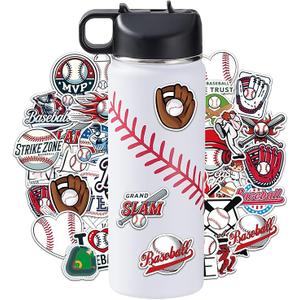 Baseball Gifts for Boys – 18 oz Baseball Water Bottle with 100 PCS Stickers, Stainless Steel Insulated Bottle, Sports Gear & Stuff for Boys