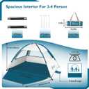 COMMOUDS Beach Tent Sun Shade for 3/4/6/8 Person, UPF 50+ Beach Sun Shelter Canopy Tent, Lightweight, Easy Set Up and Carry