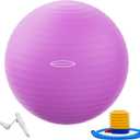 Fitvids Anti-Burst and Slip Resistant Exercise Yoga Fitness Birthing Ball with Quick Pump, 2,000-Pound Capacity, Multiple Colors and Sizes (Purple)