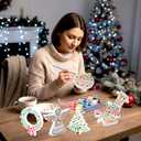 Gersoniel 6 Pack Christmas Ceramic Ornaments Painting Crafts Adult Unpainted Christmas Stepping Stone Kit Ready to Paint Mosaic Ceramic Figurines with Paints Brushes DIY Hanging for Holiday Xmas Tree