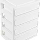 4 Qt Plastic Stacking Storage Drawer Unit, Set of 4 Small Plastic Storage Drawer, White