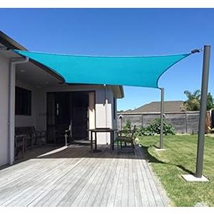 SUNNY GUARD 12' x 16' Turquoise Blue Rectangle Sun Shade Sail UV Block for Outdoor Patio Garden 
