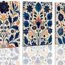 3 Pcs Blue Boho Flower Canvas Wall Art, Floral Painting Poster Wall Decor,Wildflower Botanical Picture for Wall Living Room Bathroom Bedroom Home Decoration 12 * 16 in Framed