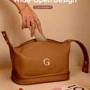Vogewood Makeup Bag For Teens 16-18, Personalized Makeup Bag with Handle, Initial Double Layer Cosmetic Bag with Makeup Brush Organizer, Cute Cosmetic Pouch for Women, Gifts for Friends Female Mom