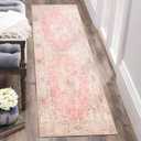 Washable Runner Rug 2'x6',Pink Rug Runners Non Slip,Long Boho Rugs for Hallways Kitchen Bedroom Entryway Living Room Bathroom,Vintage Bohemian Distressed Floor Carpet,Blush