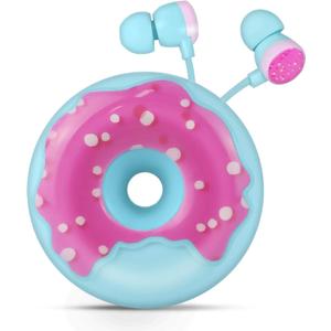 QearFun Donut Earbuds for Kids, Cute Earbud & in-Ear Headphones Wired Gift for School Girls and Boys with Microphone and Lovely Earphones Storage Case (Skyblue)