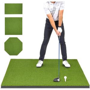 GoSports Golf Hitting Mat - Elite 5 x 4 ft - 15 mm Artificial Turf Training Mat for Indoor/Outdoor Swing Practice, Includes 3 Rubber Tees