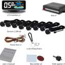 Backup Parktronic System Car Auto Vehicle Reverse with 8 Parking Sensors kit, LCD Display, Distance Detection (Meter/Foot Switchable), Buzzer Alarm and Voice Prompt FunctionBlack