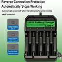 4pcs 18650 NiMH Rechargeable Battery,Universal 3.7V Li-ion Batteries Charger for 18650 26650 18500 14500(Button Top)