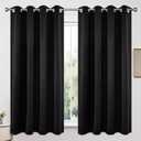 Joydeco Blackout Curtains 63 Inch Length 2 Panels Set, Thermal Insulated Long Curtains& Drapes 2 Burg, Room Darkening Grommet Drapes for Living Room Bedroom Window (W52 x L63 Inch, Black)