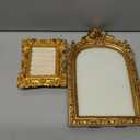 2 Pcs Vintage Jewelry Tray Set, Vintage Necklace Organizer with Velvet Backing and Ring Holder, Gold Ring Display Stand Frame, for Selling, Baroque Trinket Storage Dish Gifts for Women Wedding