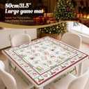 Grandmillennial Red Green Chinoiserie Christmas Mahjong Mat, 31.5 x 31.5 inches