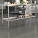 Flash Furniture Woodford Galvanized Under Shelf for Prep and Work Tables - Adjustable Lower Shelf for 24" x 60" Stainless Steel Tables