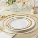 Symmetry Plates White/Gold Combo, Case of 128 (4 packs x 32)