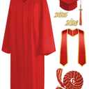 Mukum Graduation Cap and Gown 2026 Set with 2026 Charms Tassel Honor Cord Graduations Unisex Cap and Gowns for High School College Ceremony Red -48 (Red)