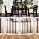 PUPETPO Freestanding Pet Gate for Dogs, Foldable Wooden Dog Gate for House, Indoor Dog Gate for Stair, Doorway, Gates for Dogs Indoor, 80 Inch Wide, 4 Panels 24",White