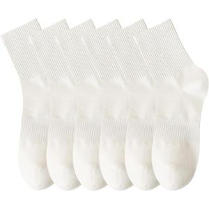 MAGIARTE Mens Athletic Cotton Quarter Crew Socks Moisture Wicking Odor Control Arch Support Compression Running Socks for men (11-14, Color#01 White (6 Pairs))
