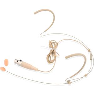 Pyle Pro Dual Over-Ear Headset Microphone - Professional Hands-Free Omni-Directional Boom Condenser Mic with 4-Pin Mini XLR, 3.9ft Cable, Windscreen - Secure Fit, Pro Audio for Presentations (Beige)