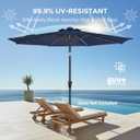 HOMSHADE 9ft Solar Patio Umbrella - Solar Lights LED Lighted Outdoor Market Table Umbrella, UPF50+ UV Protection with Push Button Tilt, Crank for Pool Deck and Garden (Navy Blue)