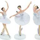 3 PCS Dancing Girl Ballerina Figurine, Ballerina Figurine Cake Topper, White Ballet Girl Figure Cake Decoration