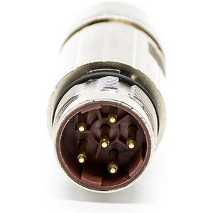 M23 6Pin Male Connector Straight Solder Type, Industrial Cable Shielding Power Signal Transmission Connector for Heavy Duty Industrial Equipment, Machinery Assemblers, Automation Devices