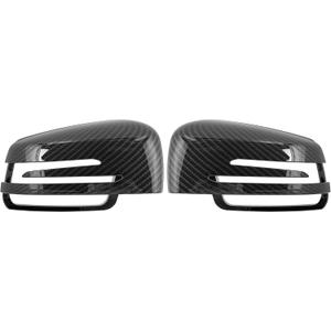 X AUTOHAUX Pair New Exterior Rear View Mirror Housing Door Wing Mirror Covering Cap Carbon Fiber Pattern for Mercedes Benz a B C E GLA Class W204 W212
