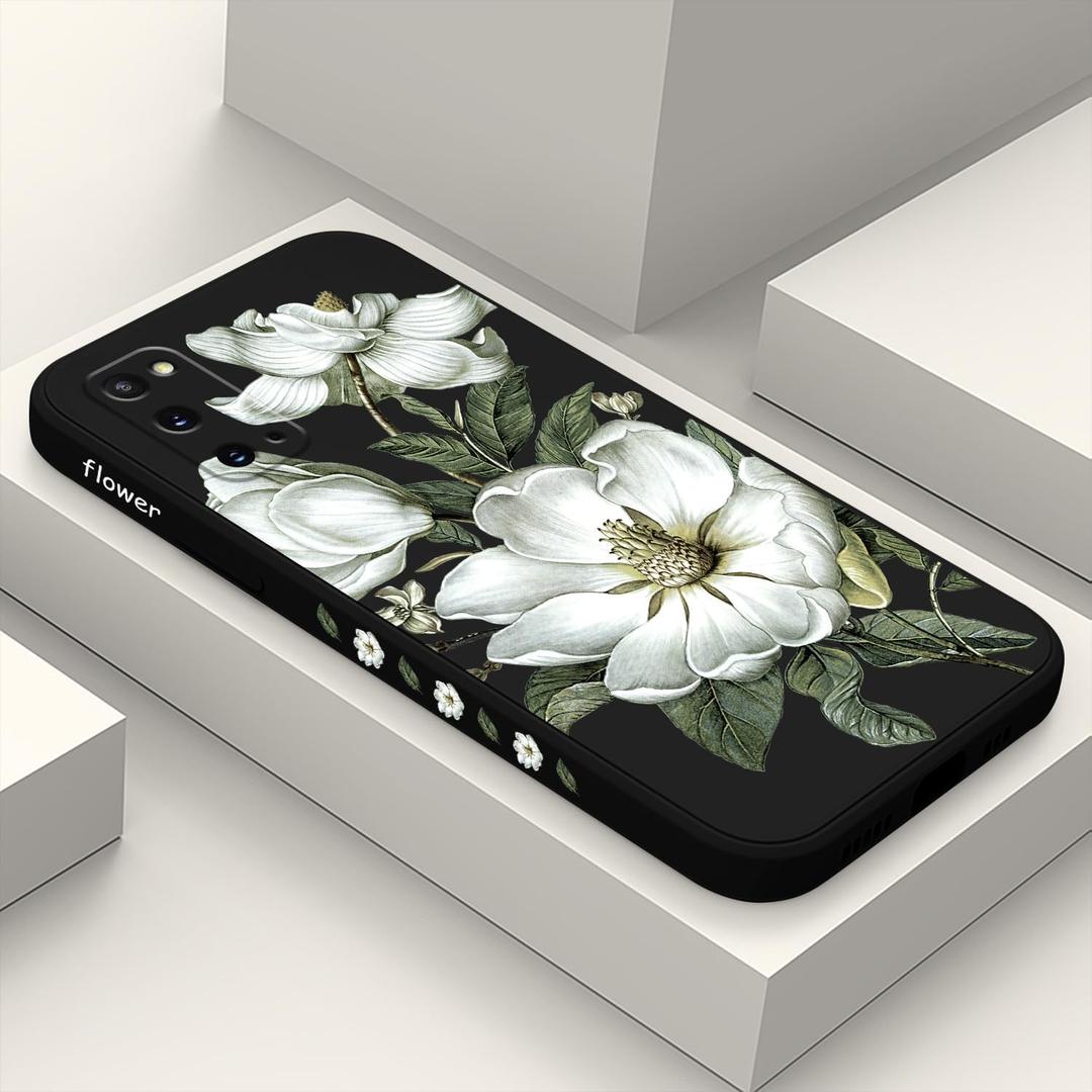 for Samsung Galaxy S20 Case Creative Flower Pattern Design Dropproof Slim Protective for Galaxy S20 Phone Cover 6.2 inch-Cotton Black