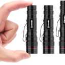 COSOOS 3 Mini LED Tactical Flashlights with Clip, 3.7inch Zoomable Bright AA Flashlight High Lumen, Pocket-Size Penlight, 1 Light Mode, Small Portable Waterproof Pen Flash Light for Camping