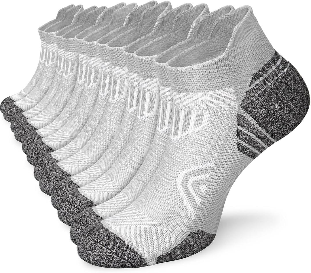 Cushioned Cotton Ankle Compression Socks for Men Women 6 Pairs Wicking Low Cut Arch Support Plantar Fasciitis Socks (XX-Large, 03 - 6 Gray)