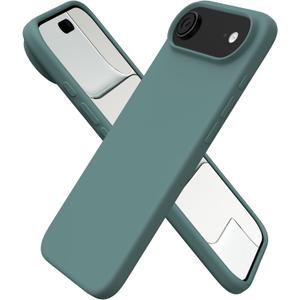 ORNARTO for iPhone Air Case 6.5", Slim Liquid Silicone 3 Layers Soft Gel Rubber Shockproof Protective Cover with Anti-Scratch Microfiber Lining-Pine Green