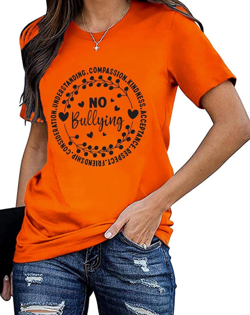 Unity Day Orange Shirt for Women Anti Bullying Awareness T-Shirts Orange Kindness Tee Tops (Medium)