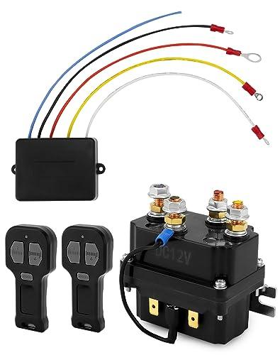 QWORK Wireless Winch Remote Control Kit, 12V 250A Winch Solenoid Relay Contactor + 12V Wireless Winchs Remote, for Truck ATV SUV 63070 62135 74900 70715