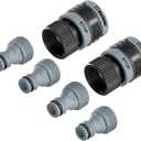 Melnor 65175AMZ 6 Piece Quick Connect Starter Set Connector Bundle, Product Adapter, Product End Connector, Black, Grey