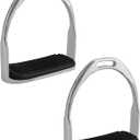 QWORK Horse Riding Stirrups, Hose Saddle, Safety Stirrup, Stainless Steel English Riding Protection Saddle, Knee Ankle Stress Pain Relief, 1 Pair